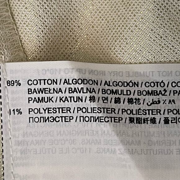 MNG Cream N Metallic Gold Cotton Blend Artist Boho Maxi Shirt Dress NWT Size 10 - Picture 10 of 13